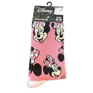 Disney Minnie Mouse Pink Crew Socks Size 9-13